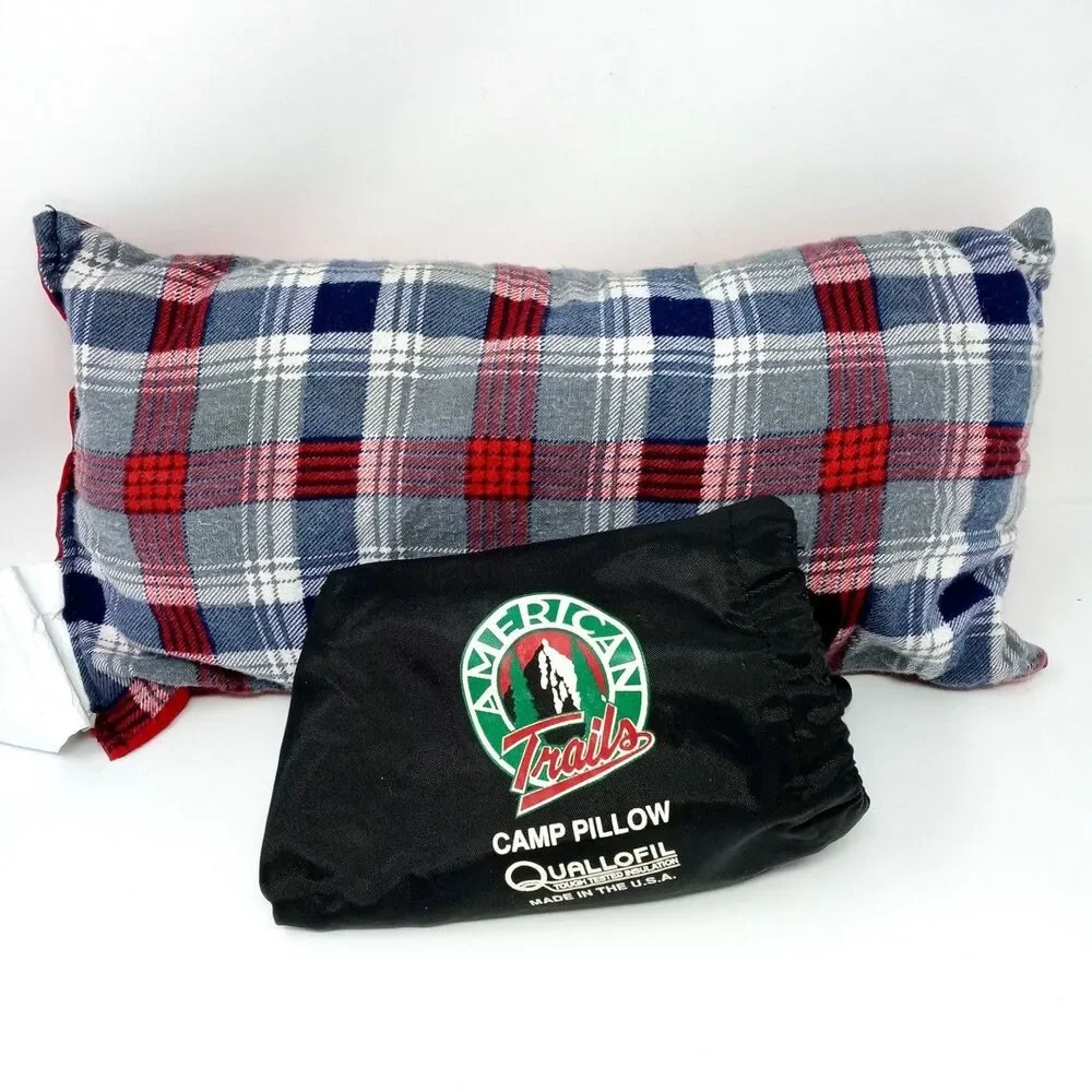 Vintage American Trailers Made in USA Camp Pillow Quallofil Packable Small
